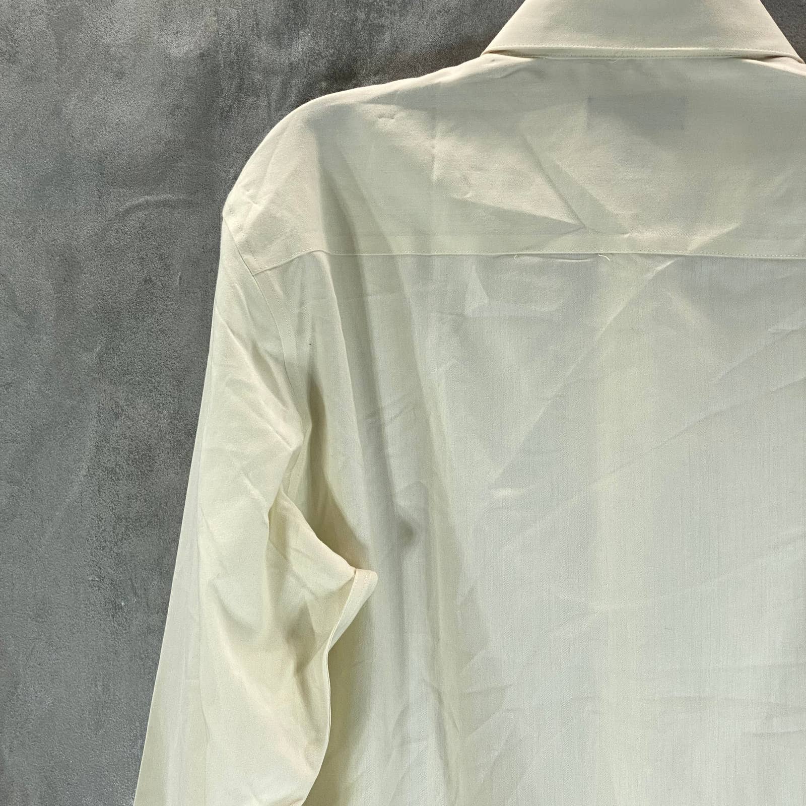 ALFANI Men's Beige Solid Regular-Fit Button-Up Long-Sleeve Shirt SZ M
