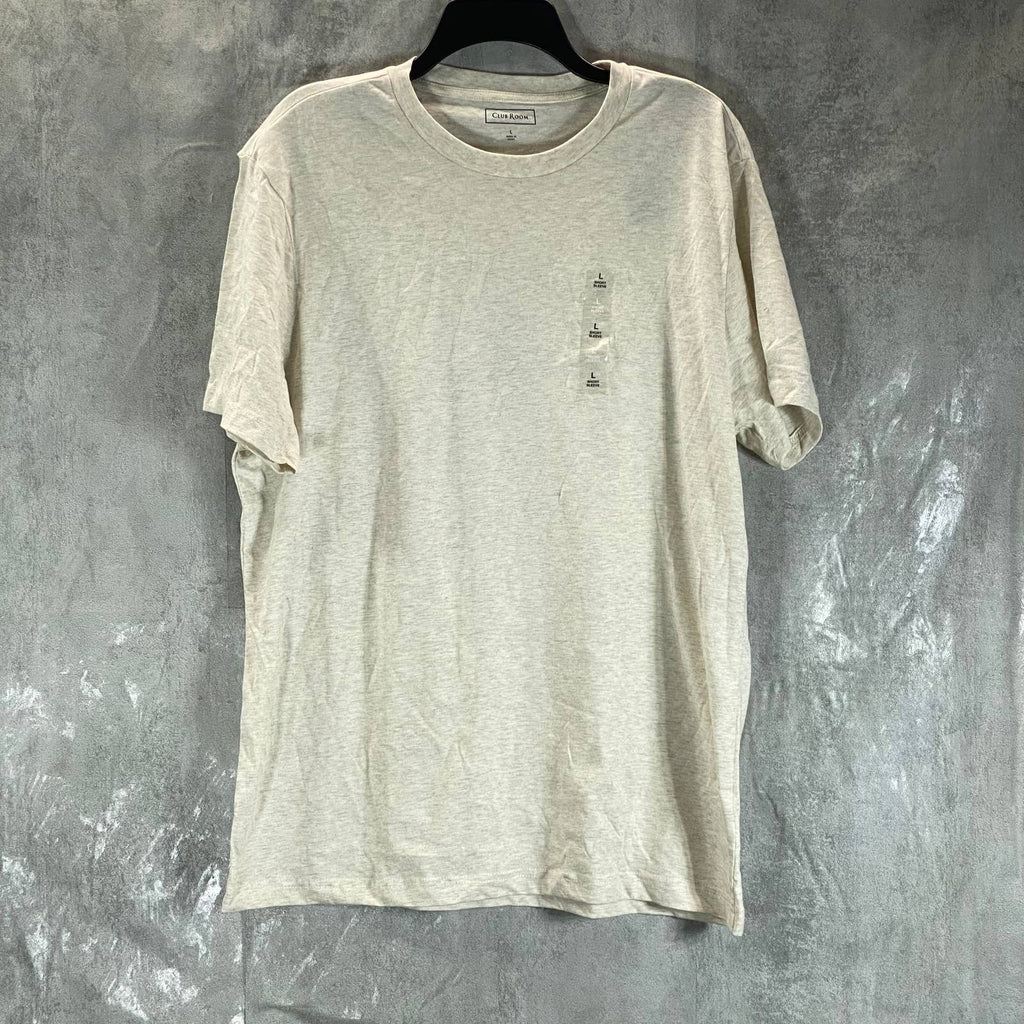 CLUB ROOM Men's Tan Solid Crewneck Classic-Fit Short-Sleeve T-Shirt SZ L