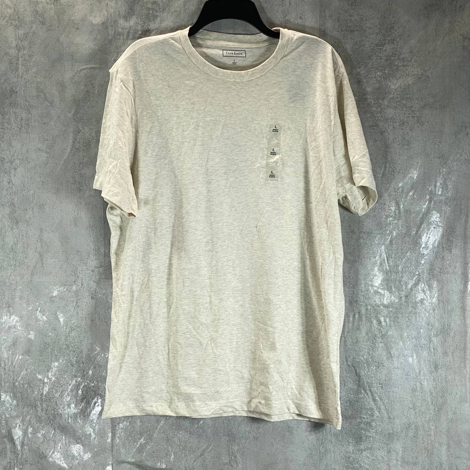 CLUB ROOM Men's Tan Solid Crewneck Classic-Fit Short-Sleeve T-Shirt SZ L