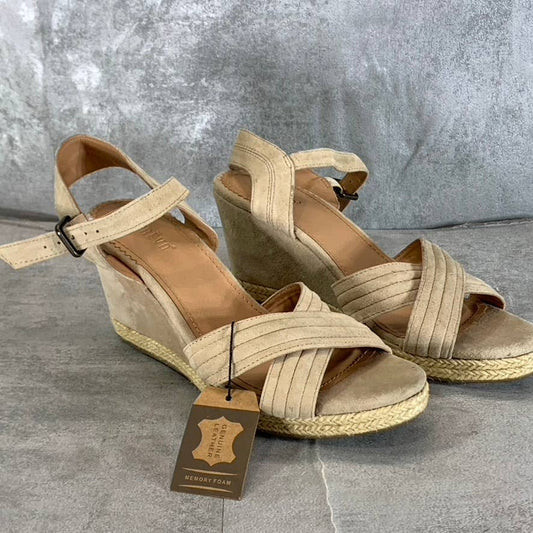 CREVO Women's Beige Suede Valentina Ankle-Strap Wedge Sandals SZ 8.5