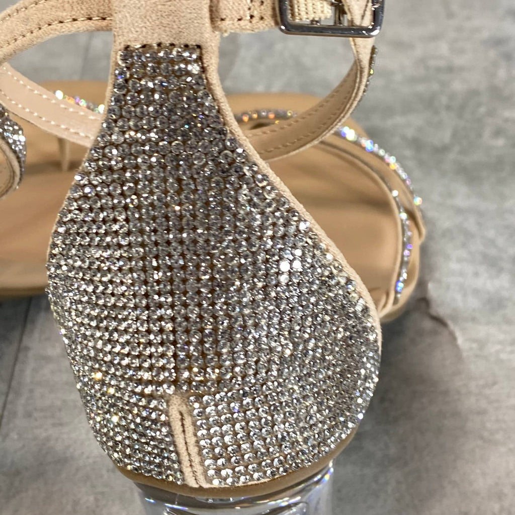 BAR III Women's Silver Bling Rhinestone Blakke Square-Toe Sandals SZ 7