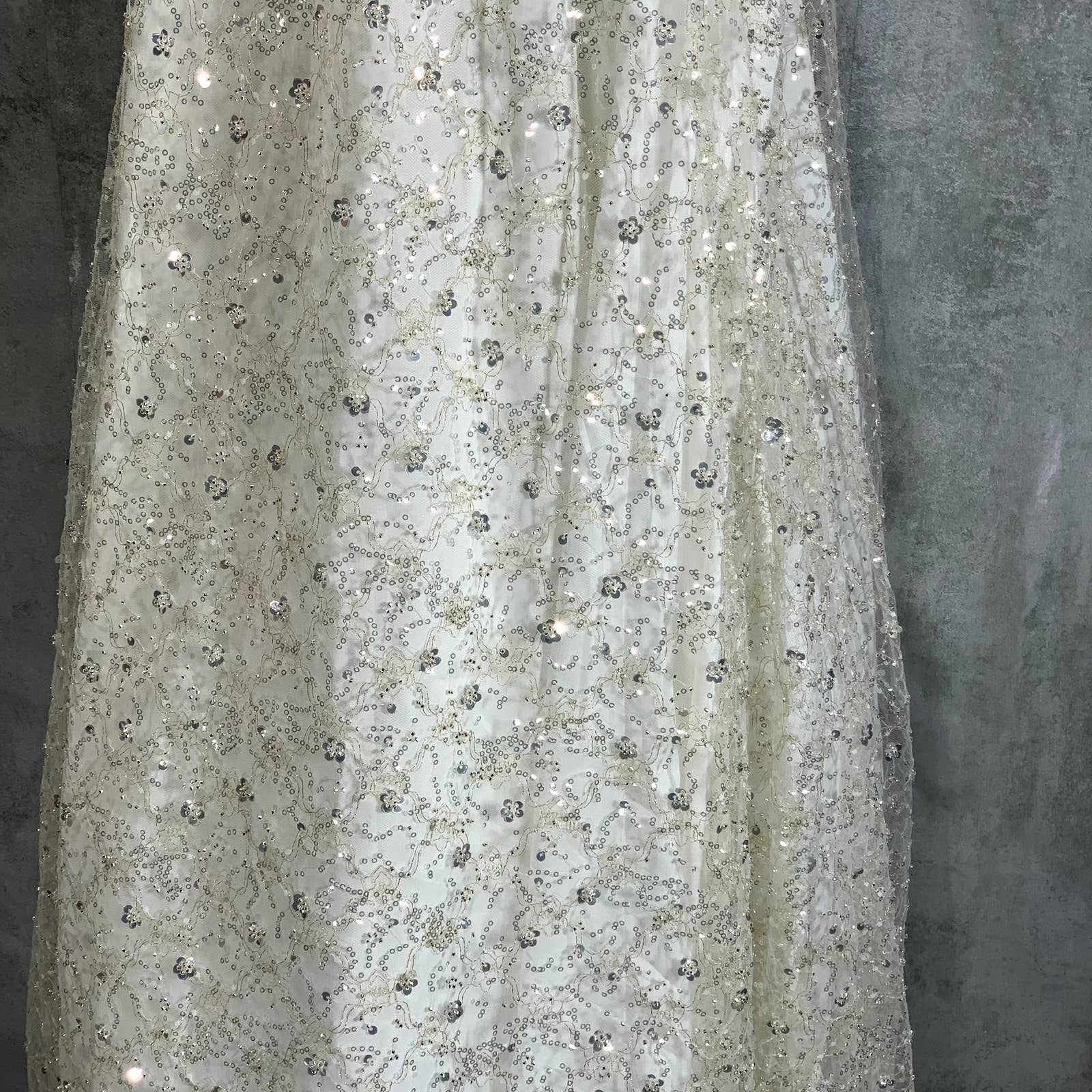 AIDAN By AIDAN MATTOX Women's Ivory Embroidered V-Neck Spaghetti Strap Ball Gown