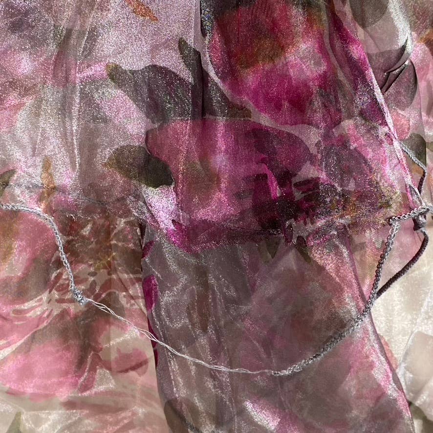 SPEECHLESS Juniors' Grey-Fuchsia Organza Floral-Print Tiered Halter Dress SZ 13