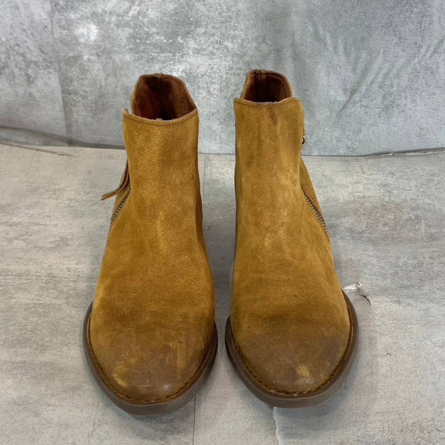 BORN Women's Brown Brinlee Round-Toe Block-Heel Ankle Boots SZ 7.5