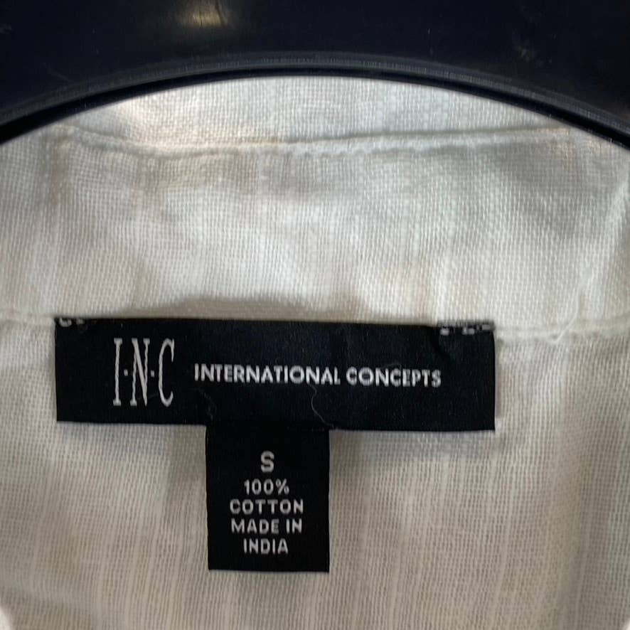 INC INTERNATIONAL CONCEPTS Women's Bright White Tie-Front Button-Up Top SZ S