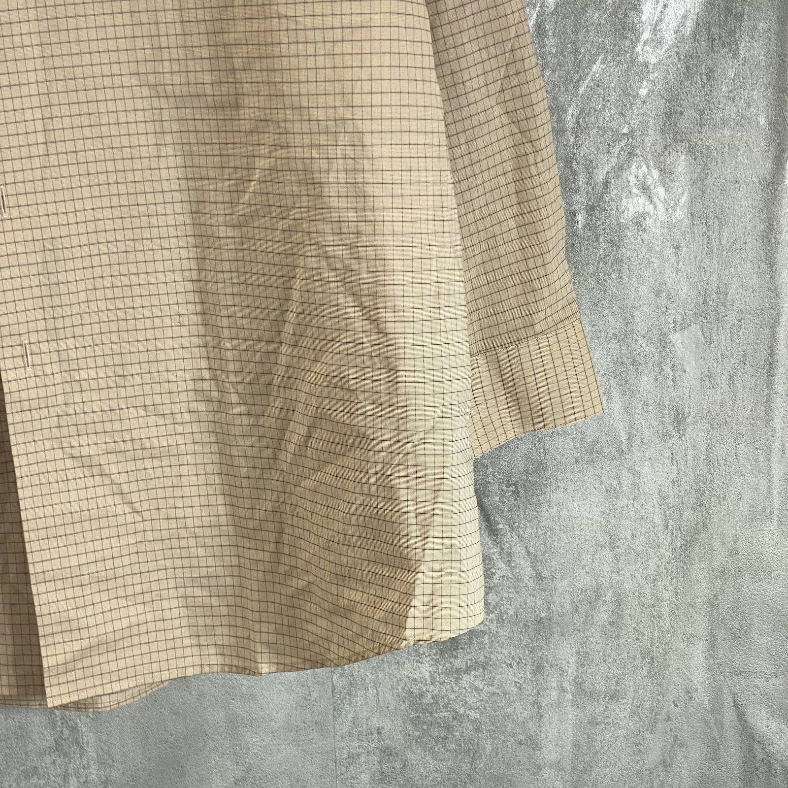 ALFANI Men's Tan Mini Check Regular-Fit Button-Up Long-Sleeve Shirt SZ 2XL