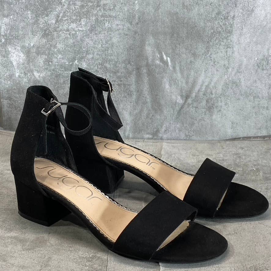 SUGAR Women's Black Noelle Memory Foam Ankle-Strap Low Dress Sandals SZ 10