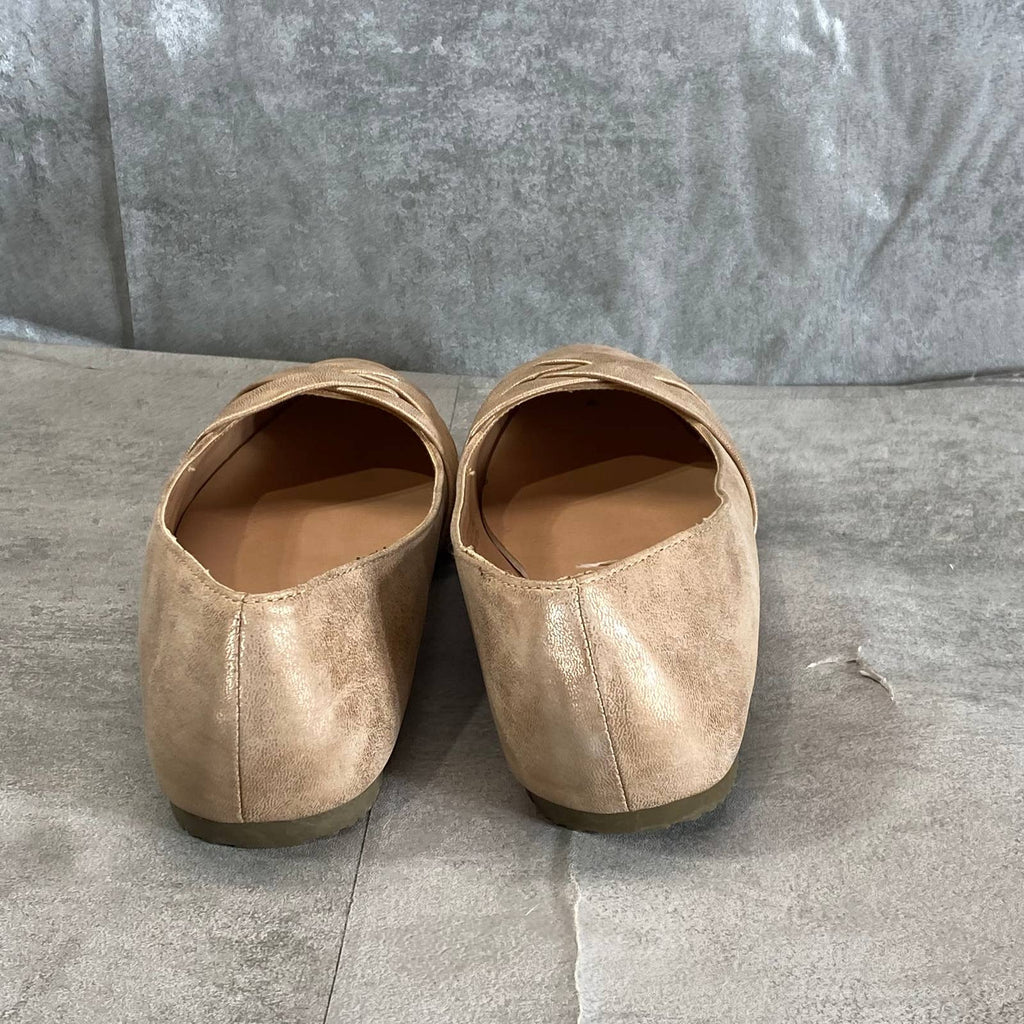 SUGAR Big Girl's Gold Metallic Becki Crisscross Round-Toe Slip-On Flats SZ 5