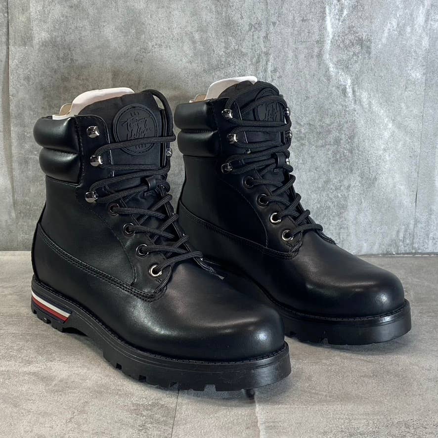 TOMMY HILFIGER Women's Black Melise Lug-Sole Combat Lace-Up Boots SZ 7