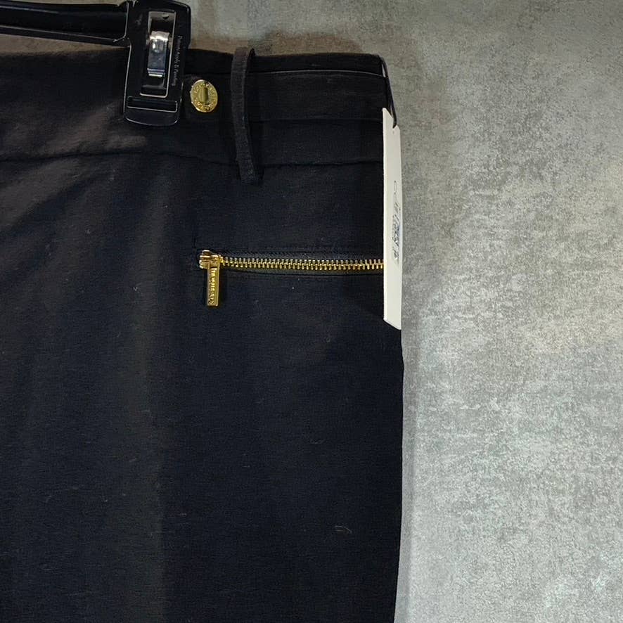 CALVIN KLEIN Women's Black Zip-Pocket Mid-Rise Straight-Leg Pants SZ 12