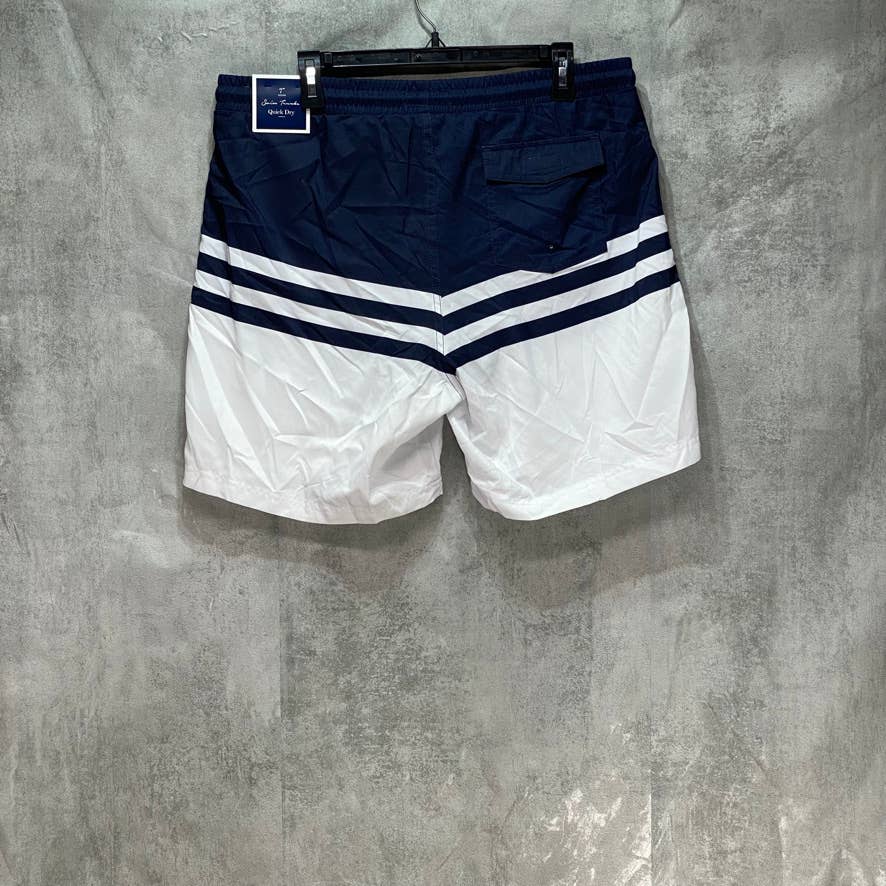 CLUB ROOM White Quick-Dry Performance Colorblocked Stripe Swim Trunks SZ L