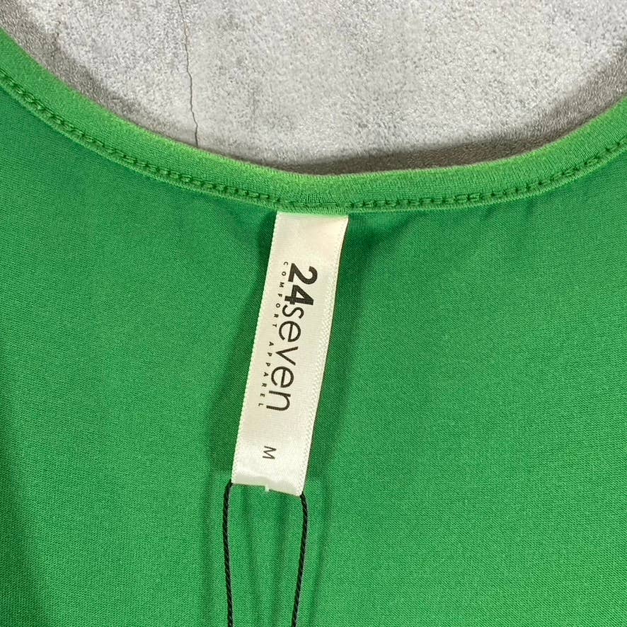 24SEVEN Comfort Apparel Women's Green Scoop-Neck Sleeveless Midi Tank Dress SZ M