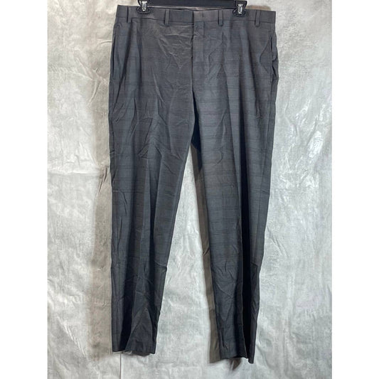 MARC NEW YORK Men's Charcoal Plaid Modern-Fit Flat Front Suit Pants SZ 39X33
