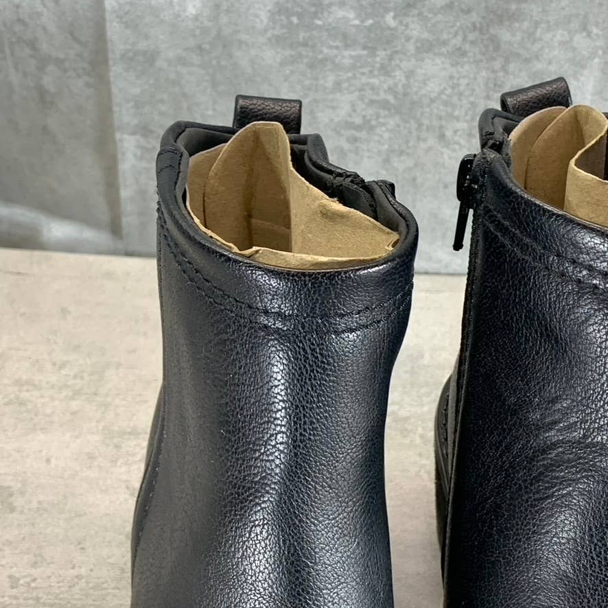 ZODIAC Women's Black Greyson Block-Heel Side-Zip Lug-Sole Booties SZ 6.5
