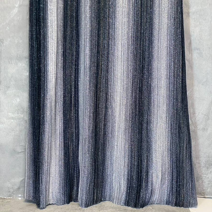 VINCE CAMUTO Women's Gunmetal Metallic Stripe Deep V-Neck Sleeveless Gown SZ 4