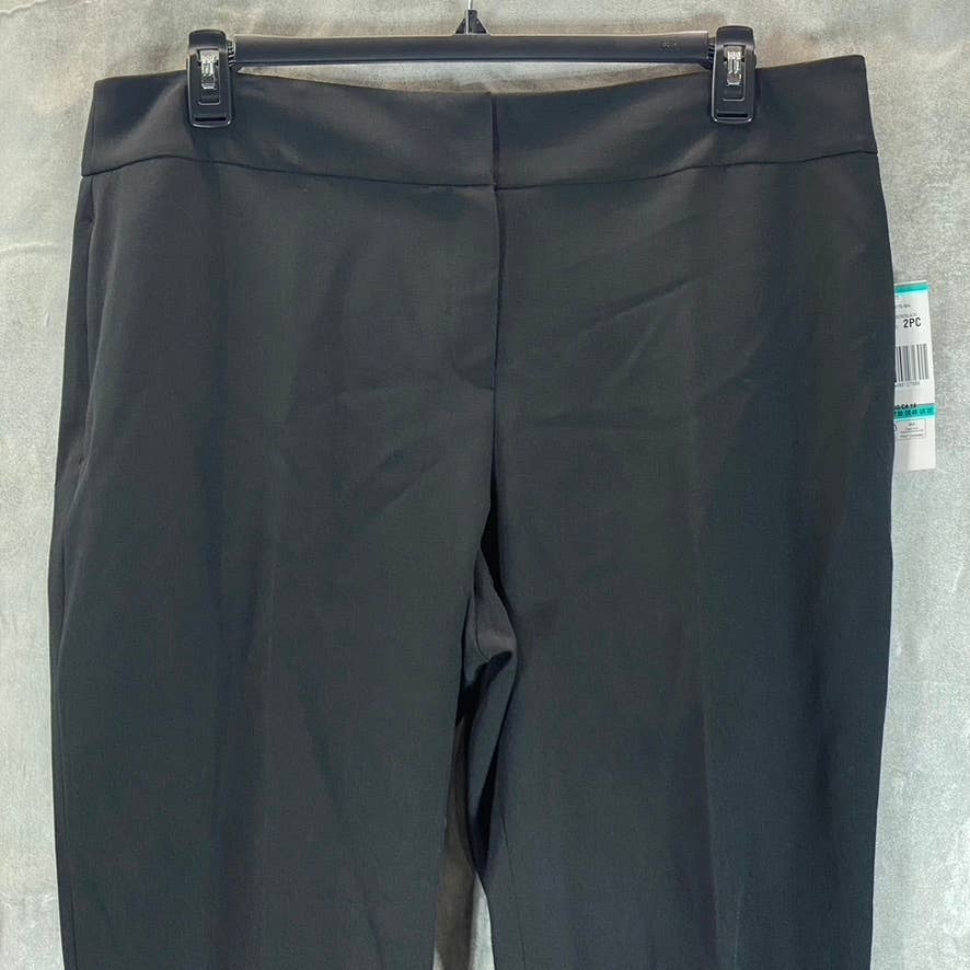 LE SUIT Women's Black Solid Mid-Rise Slim-Leg Suit Pants SZ 16