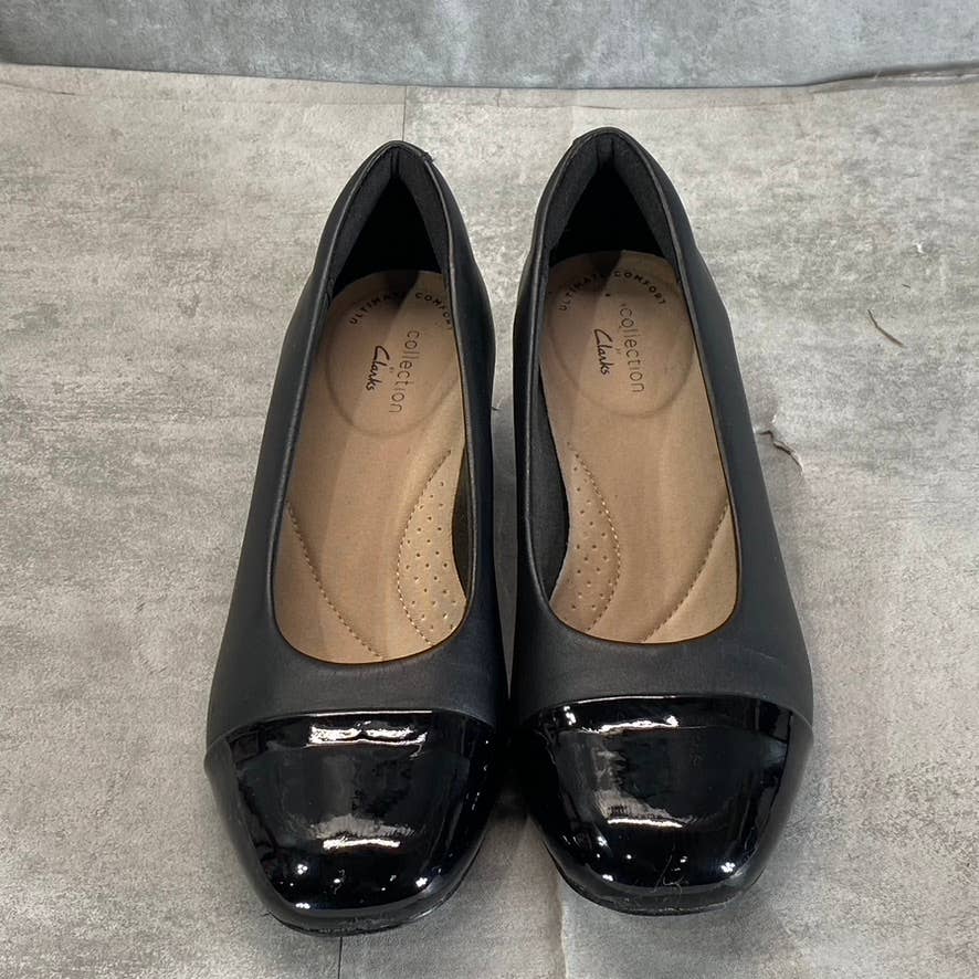 CLARKS COLLECTION Women's Black Combo Marilyn Sara Block-Heel Pumps SZ 6