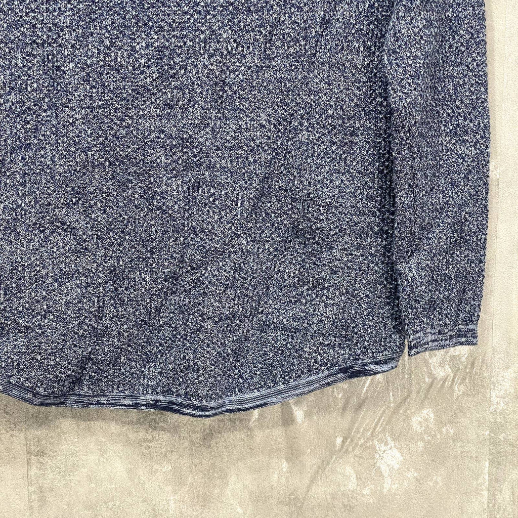 KAREN SCOTT Blue Marisa Cotton Colorblock Textured Curve-Hem Pullover Sweater SZ S