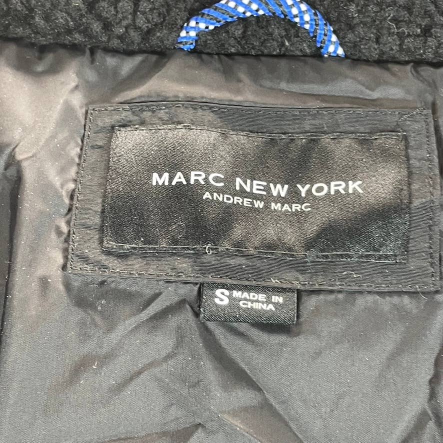 MARC NEW YORK Men's Black Hubble Faux-Fur Collar Puffer Jacket SZ S