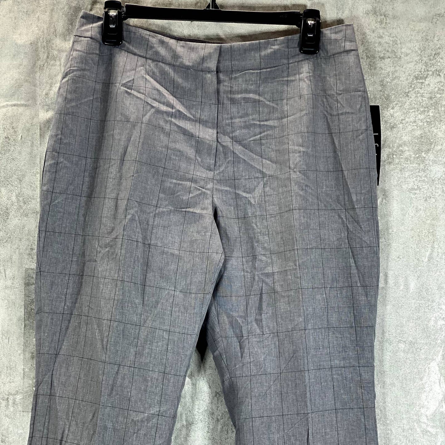 LE SUIT Petite Women's Grey/Peacock Plaid Mid-Rise Slim Suit Pants SZ 6P