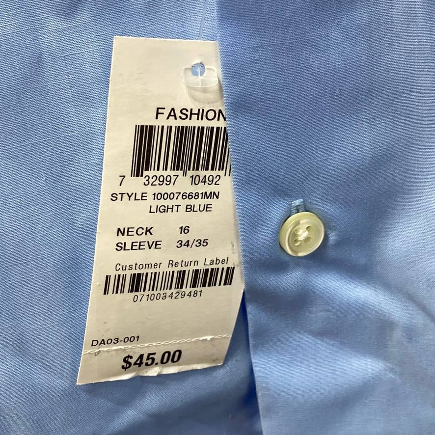 CLUB ROOM Light Blue Classic/Regular Fit Solid Dress Shirt SZ L