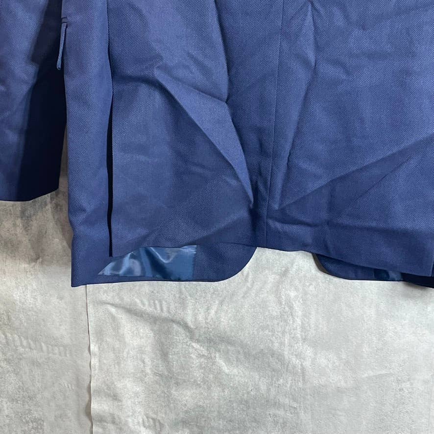 DKNY Men's Blue Textured Long Modern-Fit Stretch Two-Button Suit jacket SZ 40L