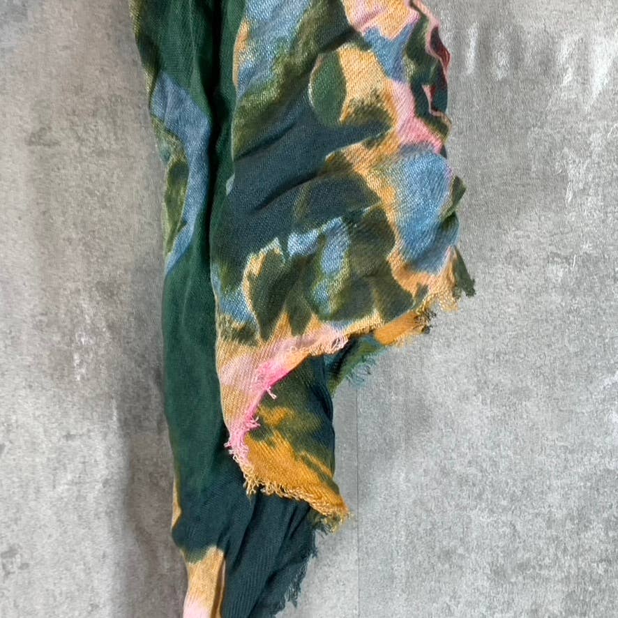 INC INTERNATIONAL CONCEPTS Women's Teal Multi Floral-Print Scarf SZ OS