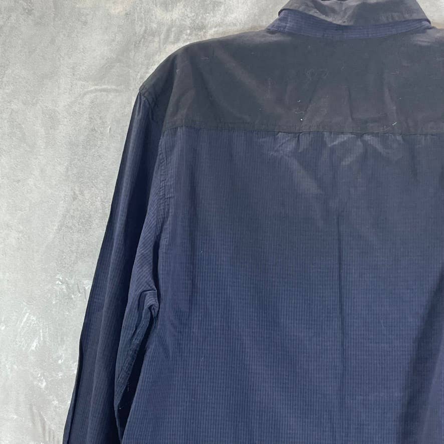 INC INTERNATIONAL CONCEPTS Men's Navy Mini Check Button-Up Shirt SZ L