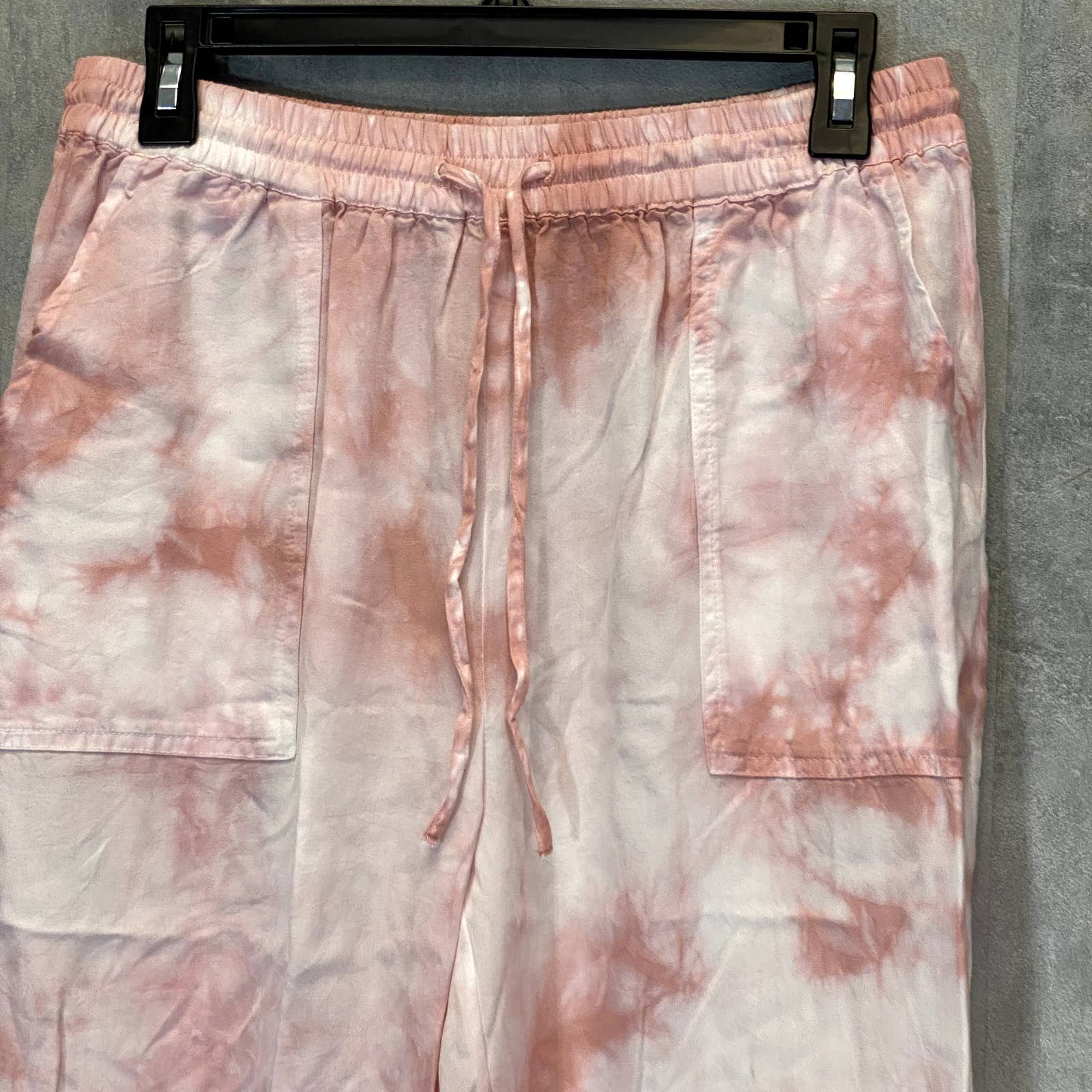 LOVE TREE Women's Pink Tie-Dye Drawstring High-Rise Tencel Pull-On Jogger Pants SZ L