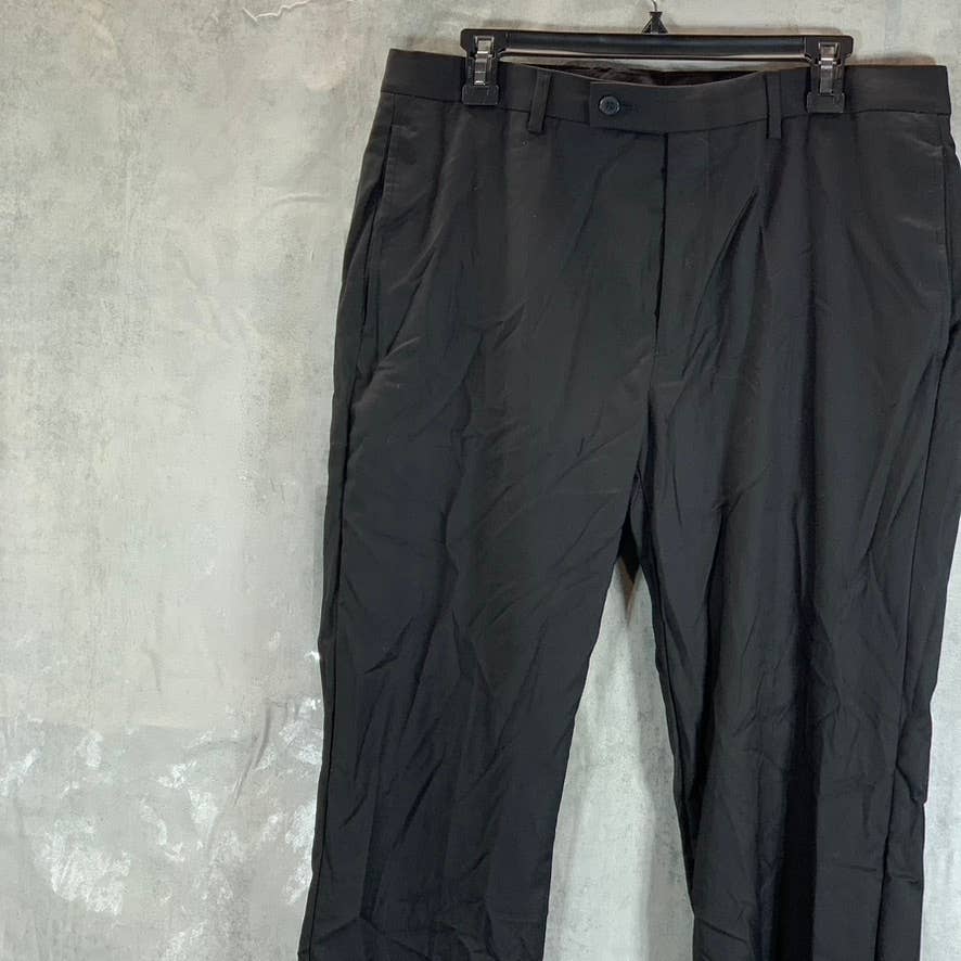CALVIN KLEIN Men's Solid Black Slim-Fit Flat Front Dress Pants SZ 34X32