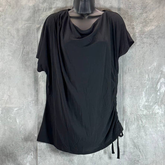 INC INTERNATIONAL CONCEPTS Women's Deep Black Side-Ruched One-Shoulder Top SZ2XL