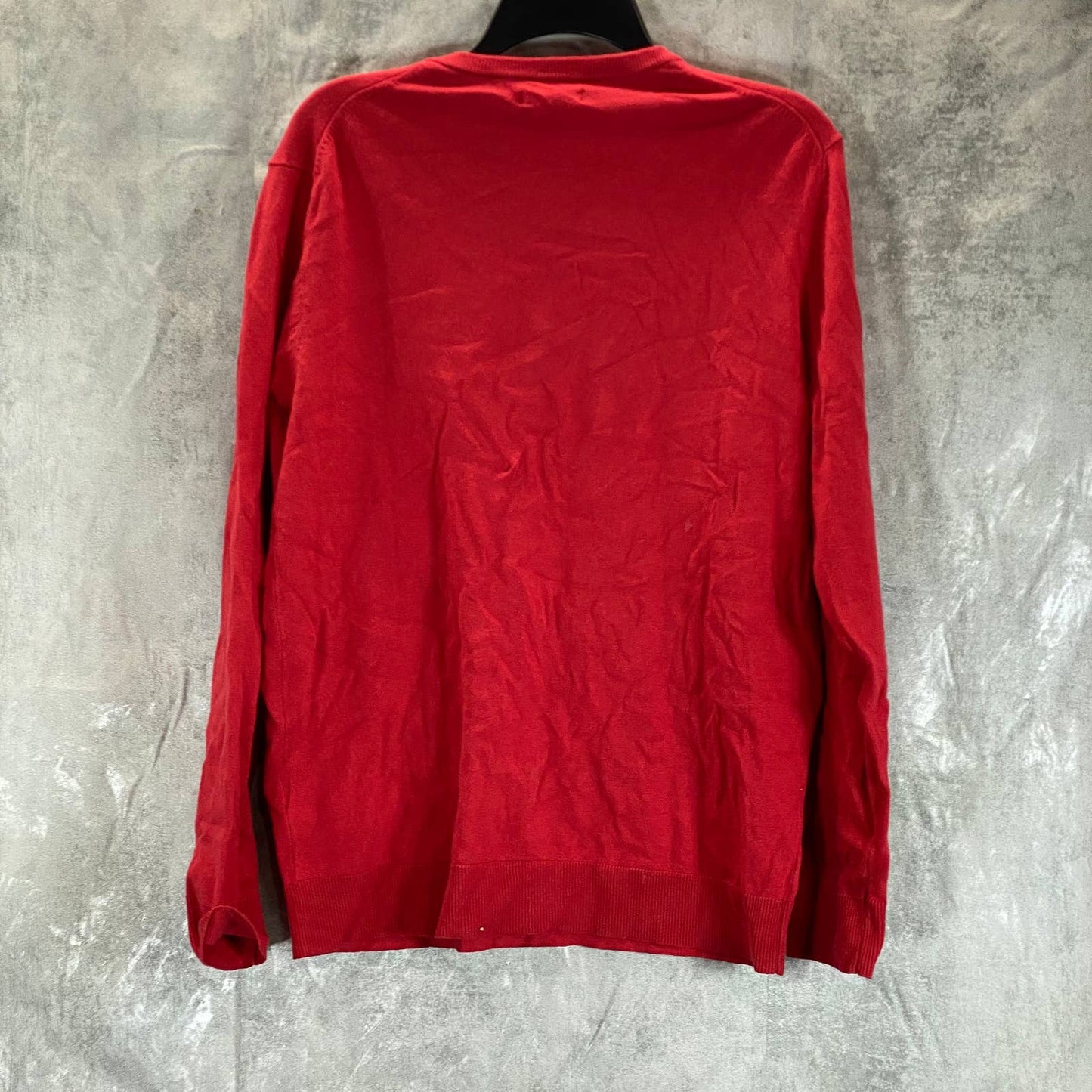 ALFANI Men's Scarlet Sage Solid V-Neck Cotton Long-Sleeve Pullover Sweater SZ M