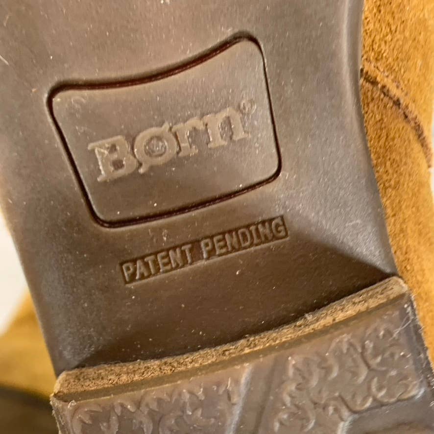 BORN Women's Brown Brinlee Round-Toe Block-Heel Ankle Boots SZ 7.5