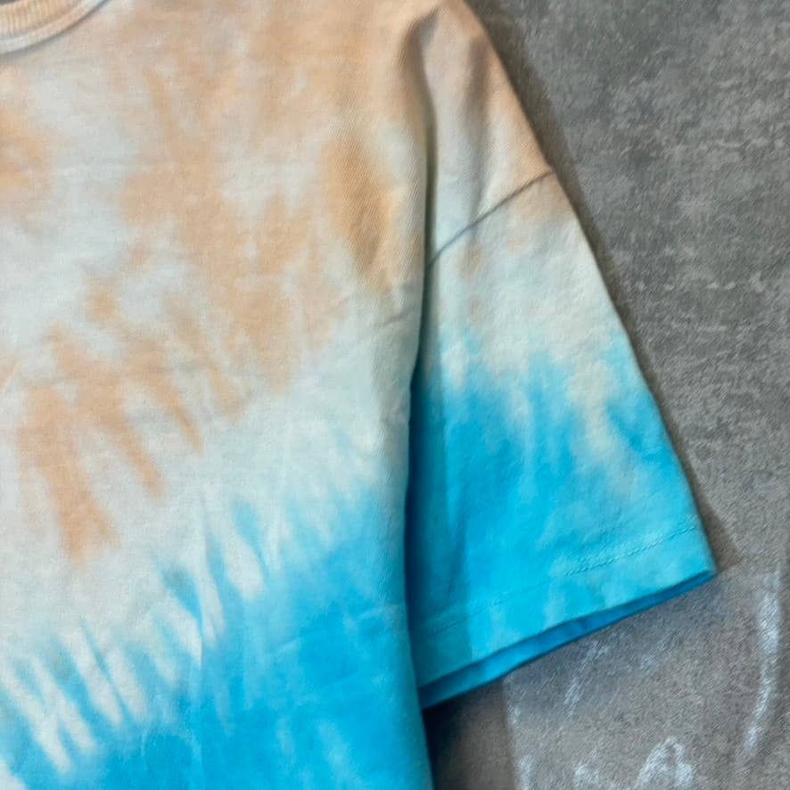 ABOUND Women's Blue-Orange Tie-Dye Raw Hem Crewneck T-Shirt SZ M
