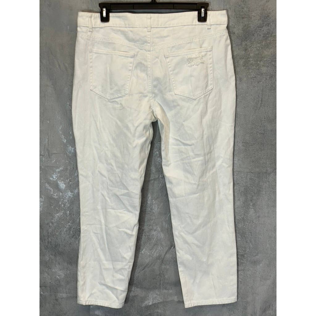 AFRM Women's White Luisa Distressed High-Rise Ankle Crop Skinny Denim Jeans SZ31