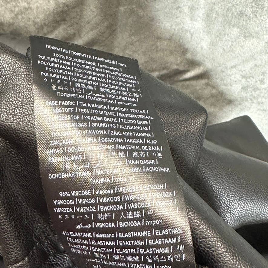 GUESS Women's Jet Black Faux-Leather Priscilla Side Zipper Pull-On Leggings SZXL