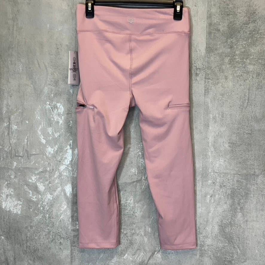 NINE WEST Women's Mauve Shadow Side Zip Stretch Active Pull-On Crop Leggings SZ M