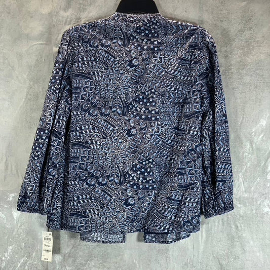 INC INTERNATIONAL CONCEPTS Women's Navy Paisley-Print Button-Up Top SZ S