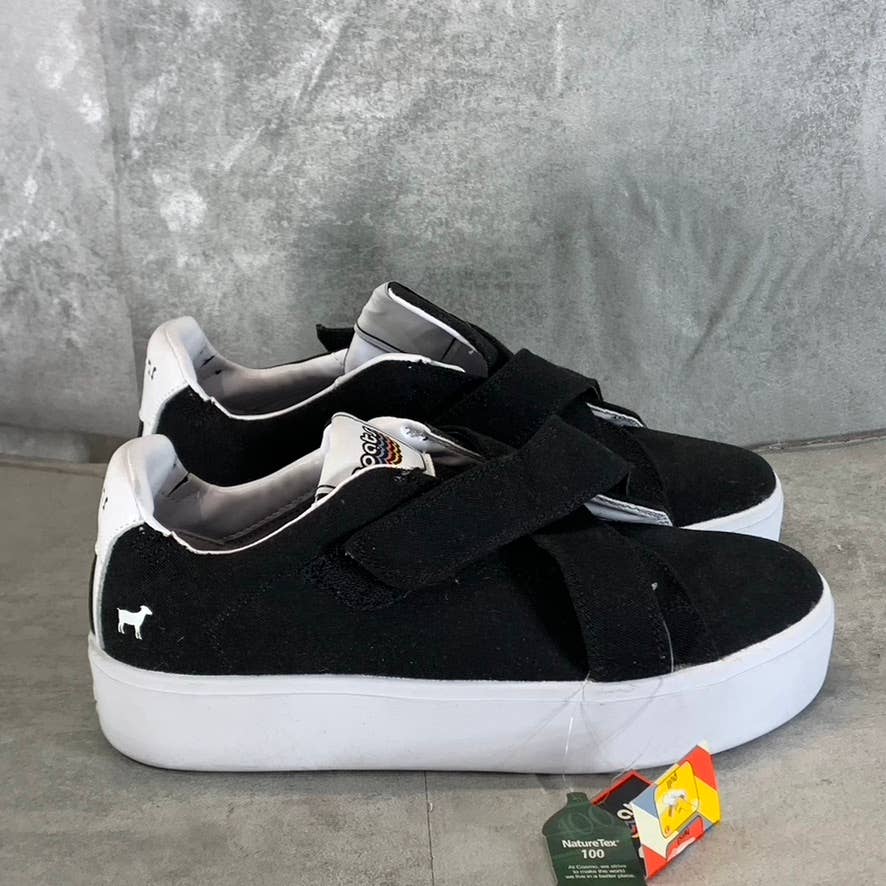 GOATS Women's Black Canvas The 728 Cross Straps Platform Slip-On Sneakers SZ 9