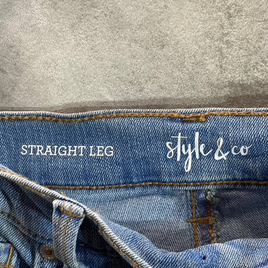 STYLE & CO Women's Petite Georgia Sky High-Rise Natural Straight-Leg Jeans SZ 2P