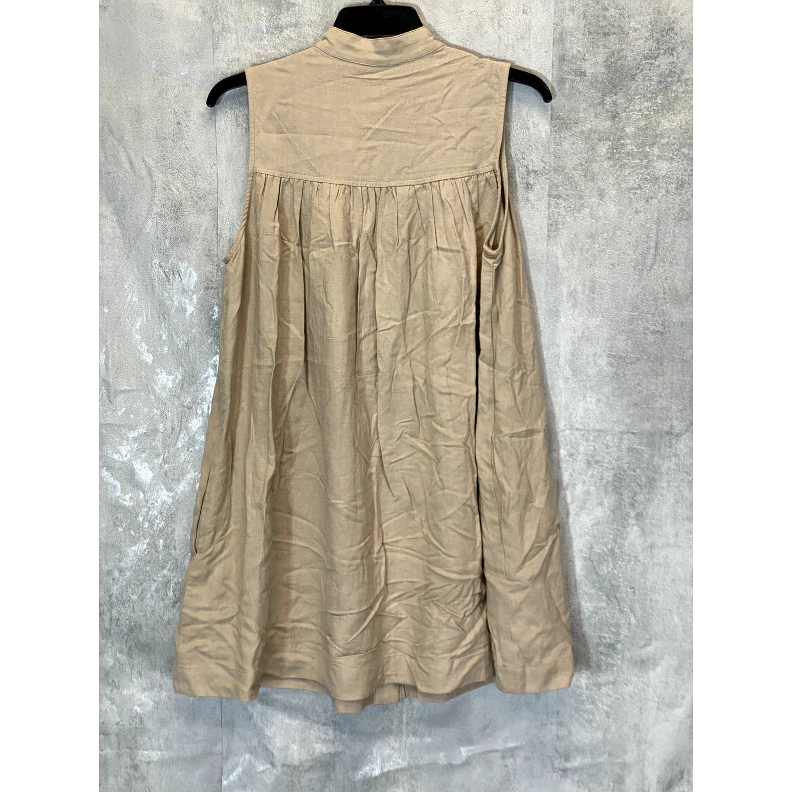 VICI Collection Women's Cappuccino Sleeveless Button-Up Babydoll Mini Dress SZ S