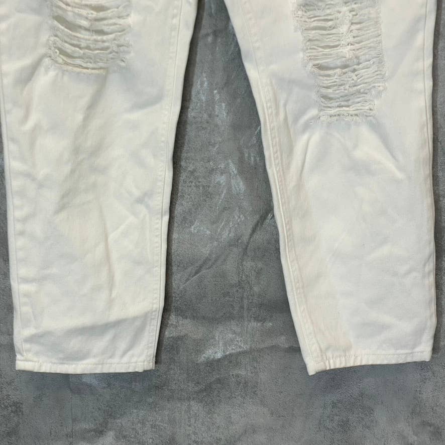 AFRM Women's White Luisa Distressed High-Rise Ankle Crop Skinny Denim Jeans SZ32