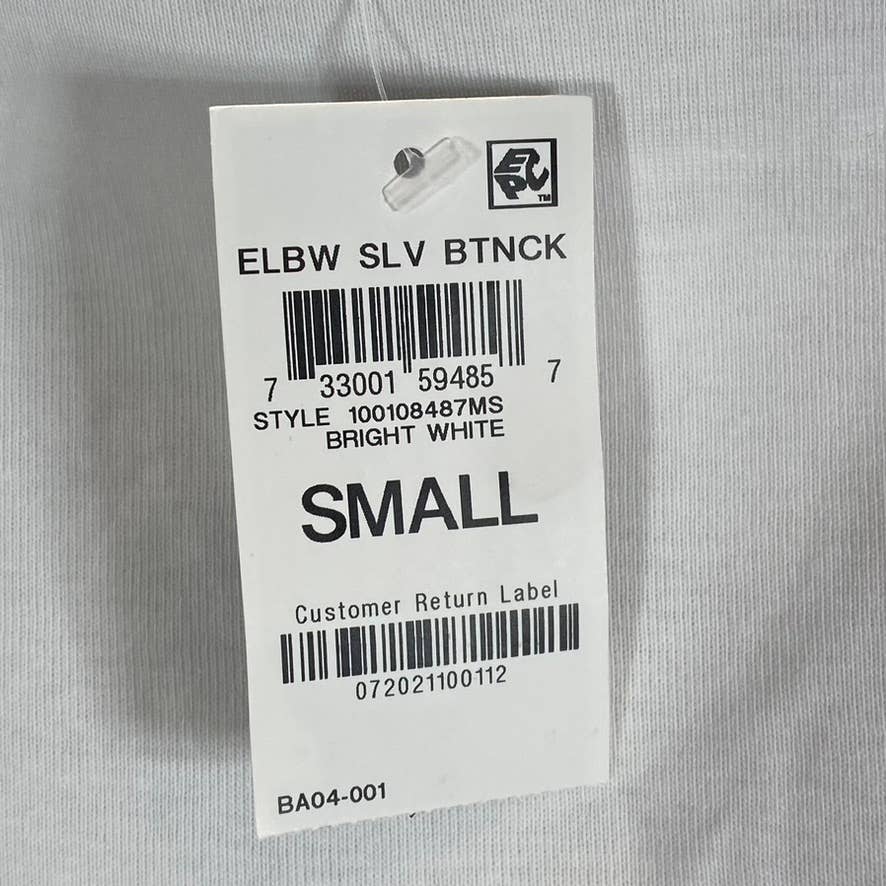 KAREN SCOTT Women's Bright White Cotton Boatneck Elbow Sleeve Top SZ S