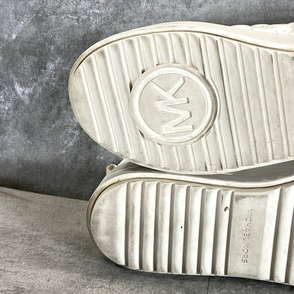 MICHAEL MICHAEL KORS Women's White Emmett Puffy Embossed Platform SneakersSZ 8.5