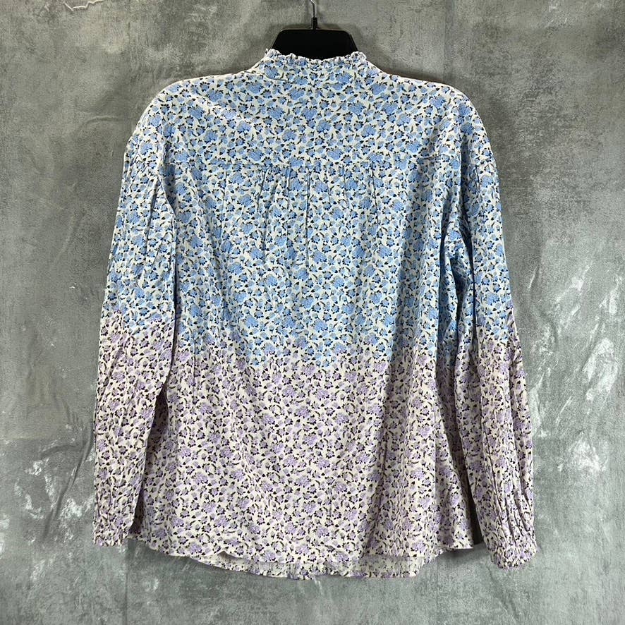 STYLE & CO Women's Sweet Lilac Fog Printed Long-Sleeve Button-Up Popover Top SZM