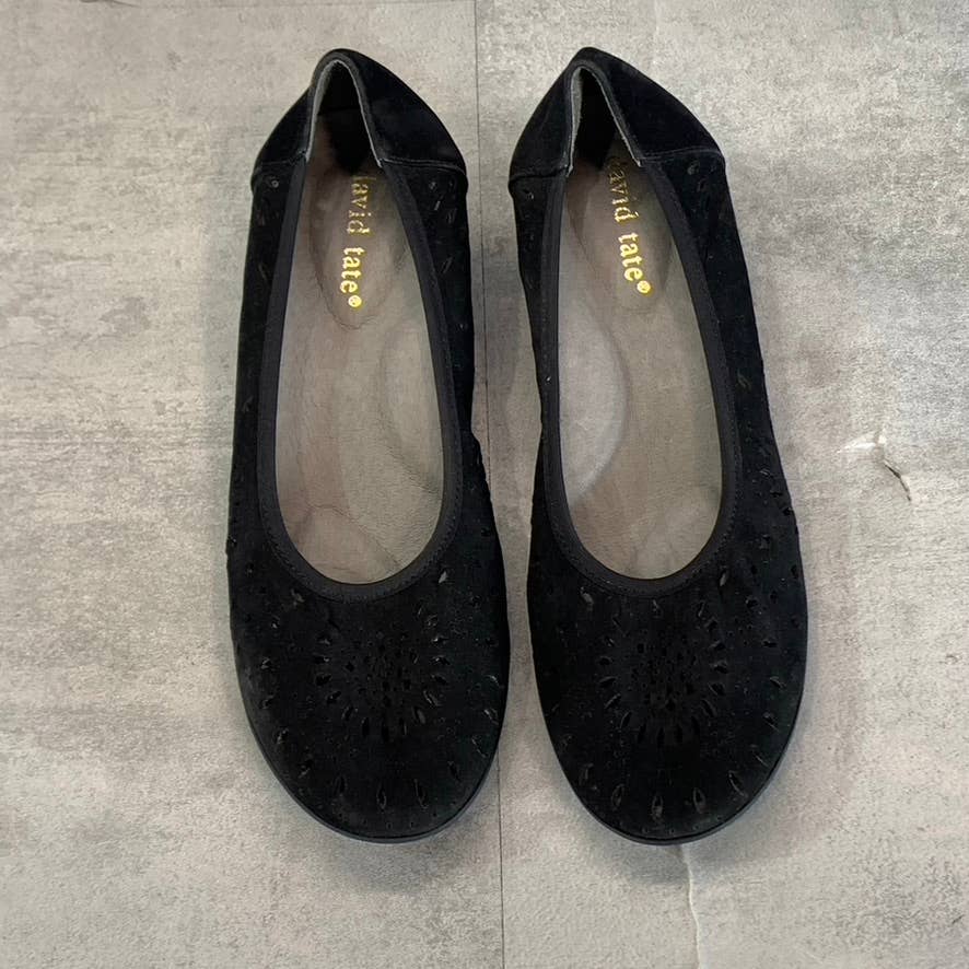 DAVID TATE Women's Narrow Black Leather Proud Perforated Cushioned Pumps SZ 8.5N