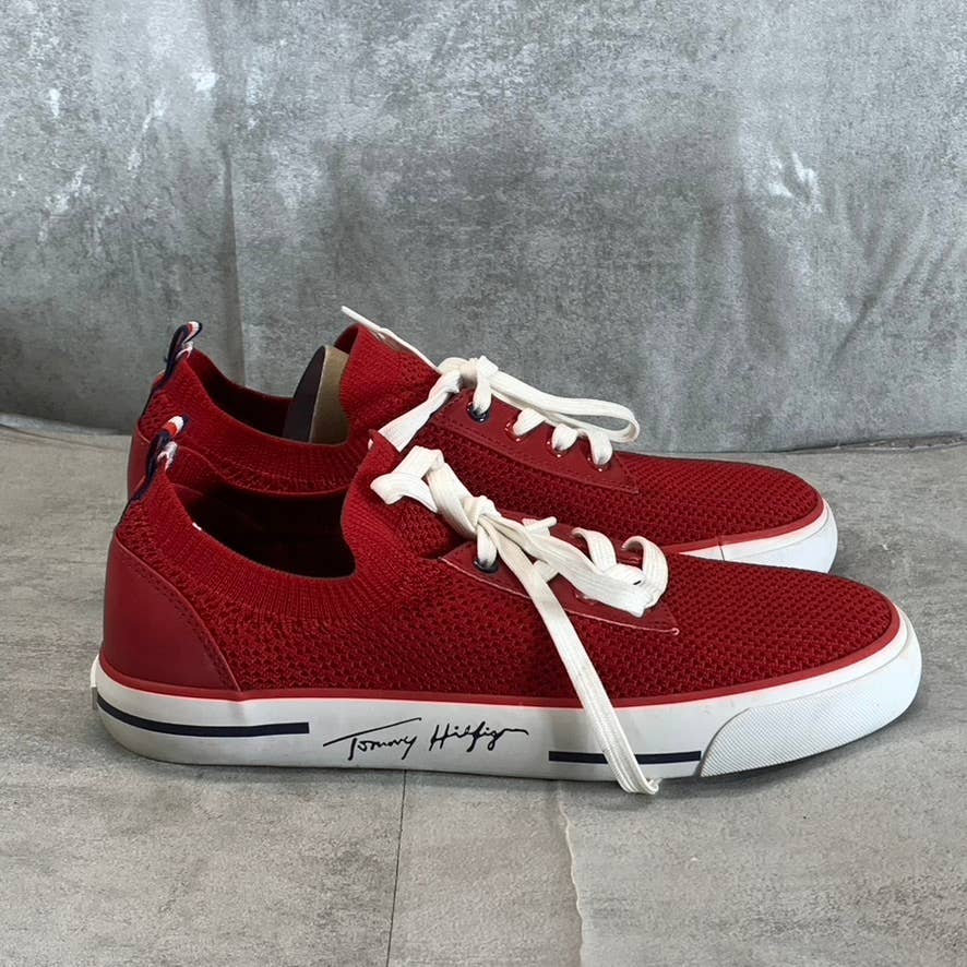 TOMMY HILFIGER Women's Medium Red Fabric Gessie Stretch Knit Sneakers SZ 9.5