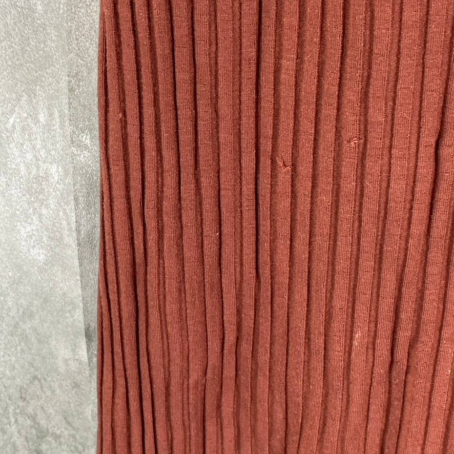 EILEEN FISHER Women's Terracotta Ribbed Crewneck Hi-Low Shift Mini Dress SZ S