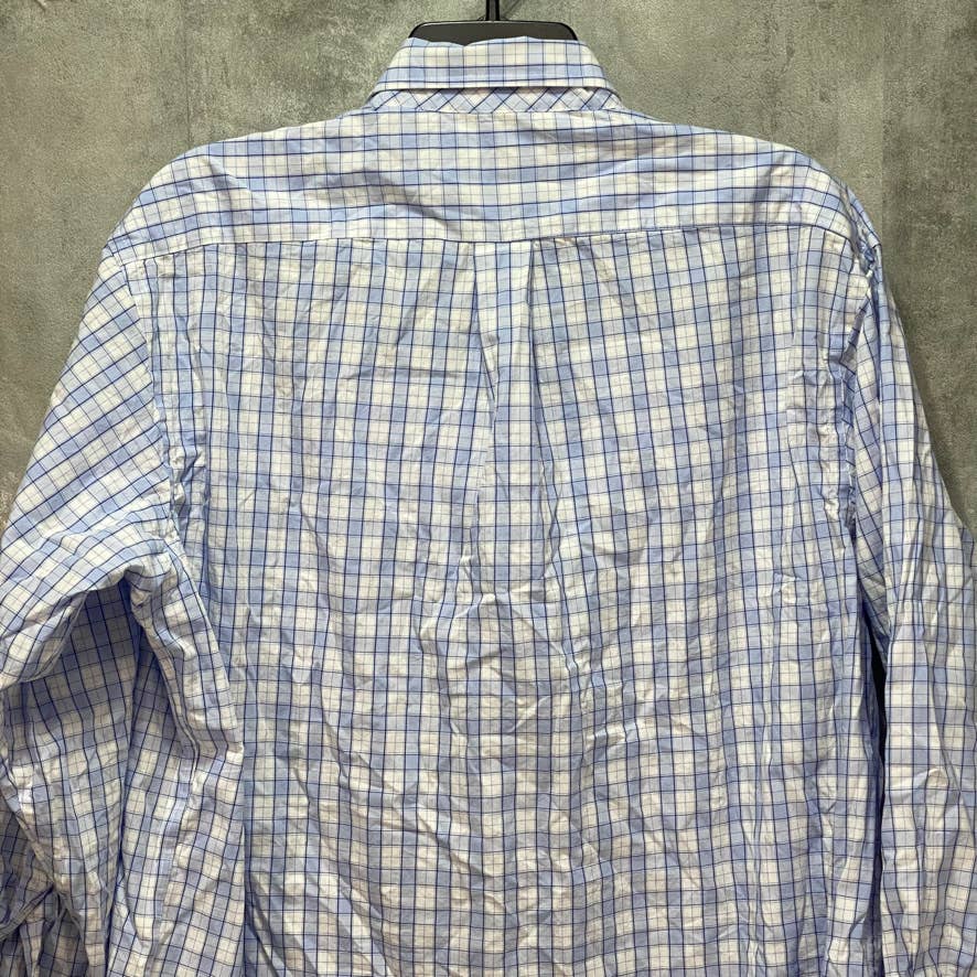 CLUB ROOM Light Blue Regular-Fit Stretch Gingham Check Dress Shirt SZ 16 32/33