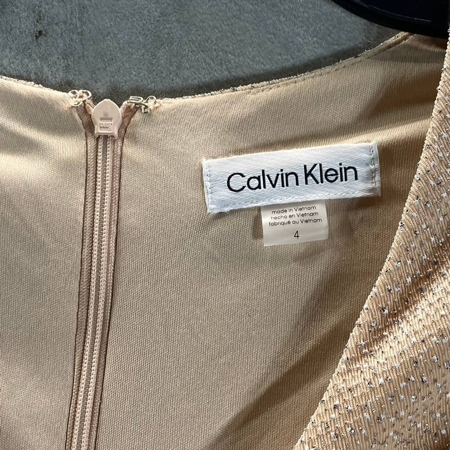 CALVIN KLEIN Women's Blossom Glitter-Knit Rhinestone Embellished Ruched Dress